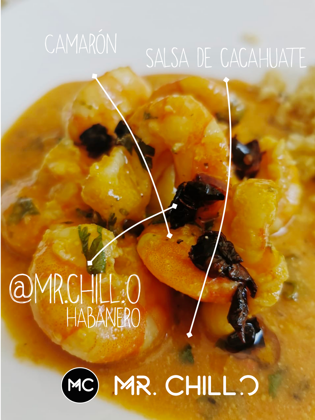 Camarones a la diabla con salsa de cacahuate y @mr.chill.o habanero I By: @astigarragastronomia